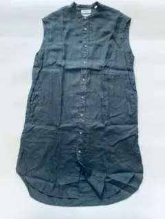 JSrelume リネン100% バンドカラー フレンチスリーブ シャツ 黒 - メルカリ