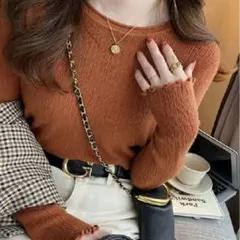 リブニット　オレンジ