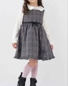mezzo piano グレー チェック ジャンパースカート