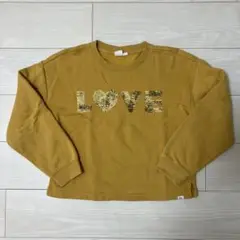 LOVE刺繍入りマスタードトレーナー　140 GAP