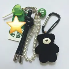 じゃらじゃらキーホルダー　と　緑　クマ　ガチャセット売り　mojojojo じゃらじゃらキーホルダー と 緑 クマ ガチャセット売り mojojojo