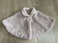 petit mainリボン付きピンクベビーポンチョ FREE
