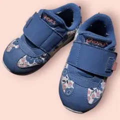 アシックス　スクスク　ネイビー　花柄　スニーカー14.5