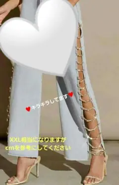 デニム　サイドラインストーン