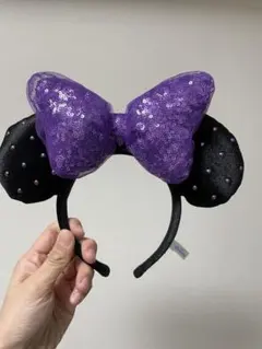 ディズニー　ミニー　カチューシャ　紫リボン
