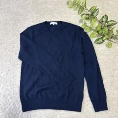 THE SHOP TK✨ネイビー Vネック セーター ダイヤモンド模様　S
