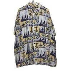 90s Munsingwear マリン総柄レーヨンアロハシャツ メンズXLのサムネイル