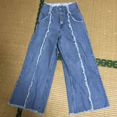 BROWNY フリンジデザイン ワイドレッグデニムパンツ　Mサイズ