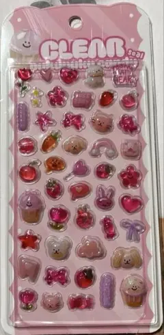 【新品　正規品】大人気！クリアぷくぷくキャンディシール　吉田産業　犬　猫　ピンク