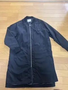 ロングMA-1風ブルゾン L ブラック ジップアップ リブ袖