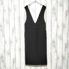 GU ジーユー (M)　Vネックジャンパードレス　ポケットあり　ブラック