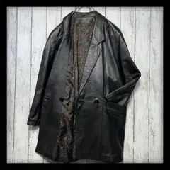 【ライナー総柄ペイズリー☆ラムレザージャケット】レディース☆本革　ブラック　F