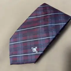 美品 ヴィヴィアンウエストウッド ネクタイ チェック オーブロゴ シルク100%
