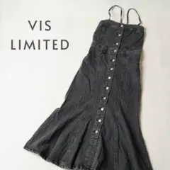 VIS LIMITEDビス デニムキャミワンピース ストレッチ ダークグレー