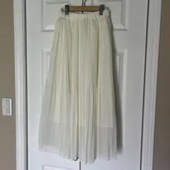 アズノウアズピンキー アイボリーラメ入りシフォンスカート