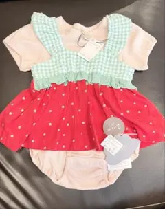 新品 ベビー 女の子 半袖 ロンパース ワンピース 2点セット 70cm イチゴ