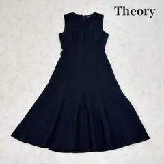 美品　theory フレアワンピース　ウォッシャブル　CREPE素材　黒　M