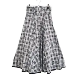 titty&Co. ティティアンドコー 花柄チェック フレア ロングスカート M
