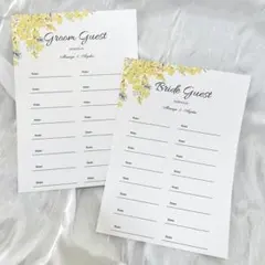 ミモザ　芳名帳　縦　表紙付き　5枚セット　名前or住所　結婚　ゲストブック