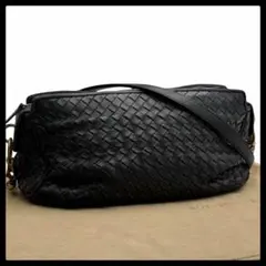 6290 美品 ボッテガヴェネタ イントレチャート ショルダーバッグ ブラック