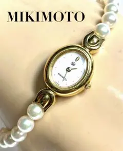 美品　ミキモト　パールブレスレット腕時計　稼働品 ミキモト MIKIMOTO パールウォッチ パールブレスレット 腕時計 K18