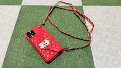 【美品】iPhone13 ケース 赤 ショルダー型