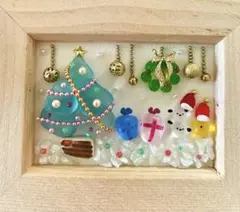 シーグラスアート　ハッピークリスマス☆ シマエナガ　ヒヨコ