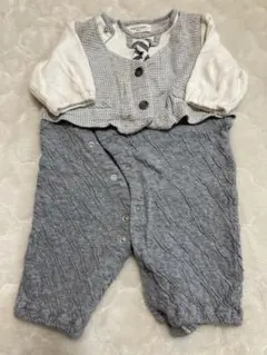 センスオブワンダー　グレーのチェック柄ロンパース