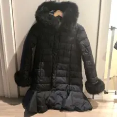 Chesty フード付きペプラムロングダウンジャケット ブラック黒チェスティ