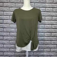 YEVS イーブス オリーブ カーキ 半袖 結び目 リボンTシャツ ブラウスのサムネイル