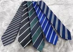 レジメン柄ネクタイ5本セット（ブラック、ネイビー系）