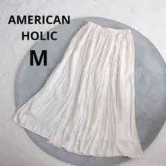 アメリカンホリック▶プリーツスカート アイボリー ロング丈 ウエストゴム M