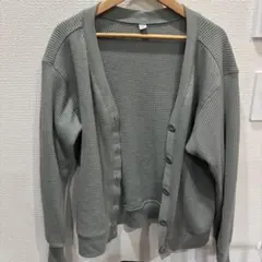 ユニクロ　【UNIQLO】ワッフルVネックカーディガン（長袖）　M