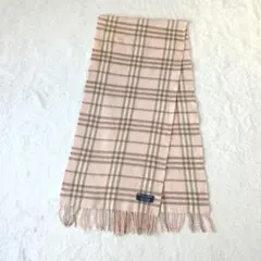 希少　バーバリー　マフラー　カシミヤ100　ノバチェック　ピンク