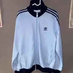 adidas トラックジャケット M ライトブルー/ネイビー