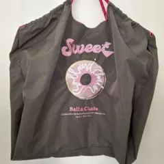 ボール&チェーン　エコバッグ　ドーナツ柄　グレー　L
