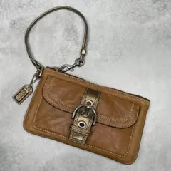 美品✨コーチ リストレットポーチ オールレザー 本革 ソーホー金具 SOHO