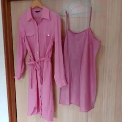 ランズエンド　麻　ワンピース　Mサイズ