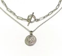 オールステンレス マンテル ネックレス 重ね付け