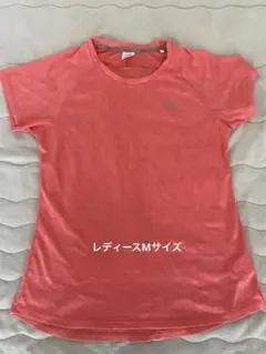 メッシュデザイン コーラルピンク Tシャツ M