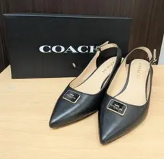 美品❣️COACH コーチ アビゲイル レザー リボン バレエシューズ 黒 箱