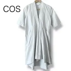 COS Vネック 半袖 フレア ひざ丈 シャツ ワンピース XS ライトグレー系のサムネイル