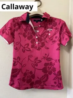Callawayゴルフウェアレディース 半袖ポロシャツ ピンク花柄 キャロウェイ