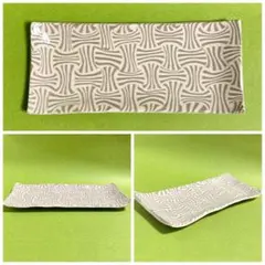 レア デザイン 幾何学模様 陶器製長四角　平皿　小皿　ミニプレート