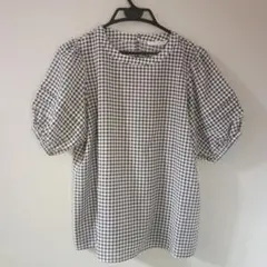Te chichi TERRASSE　ギンガムチェック パフスリーブ シャツ