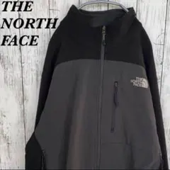 【USA規格】ノースフェイス　ソフトシェル　ブルゾン　刺繍ロゴ　L ダークグレー
