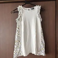 COMME CA ISM フリル付きホワイトノースリーブワンピース 130cm