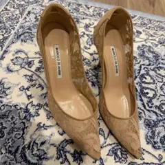 MANOLO BLAHNIK レース パンプス ベージュ 36.5のサムネイル
