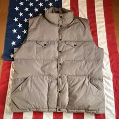 80s ノースフェイス 茶タグ 黒ラッカーボタン ダウンベスト XL グレージュ