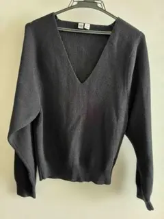 【UNIQLO】 ユニクロ (M) メリノブレンド Vネックセーター 黒